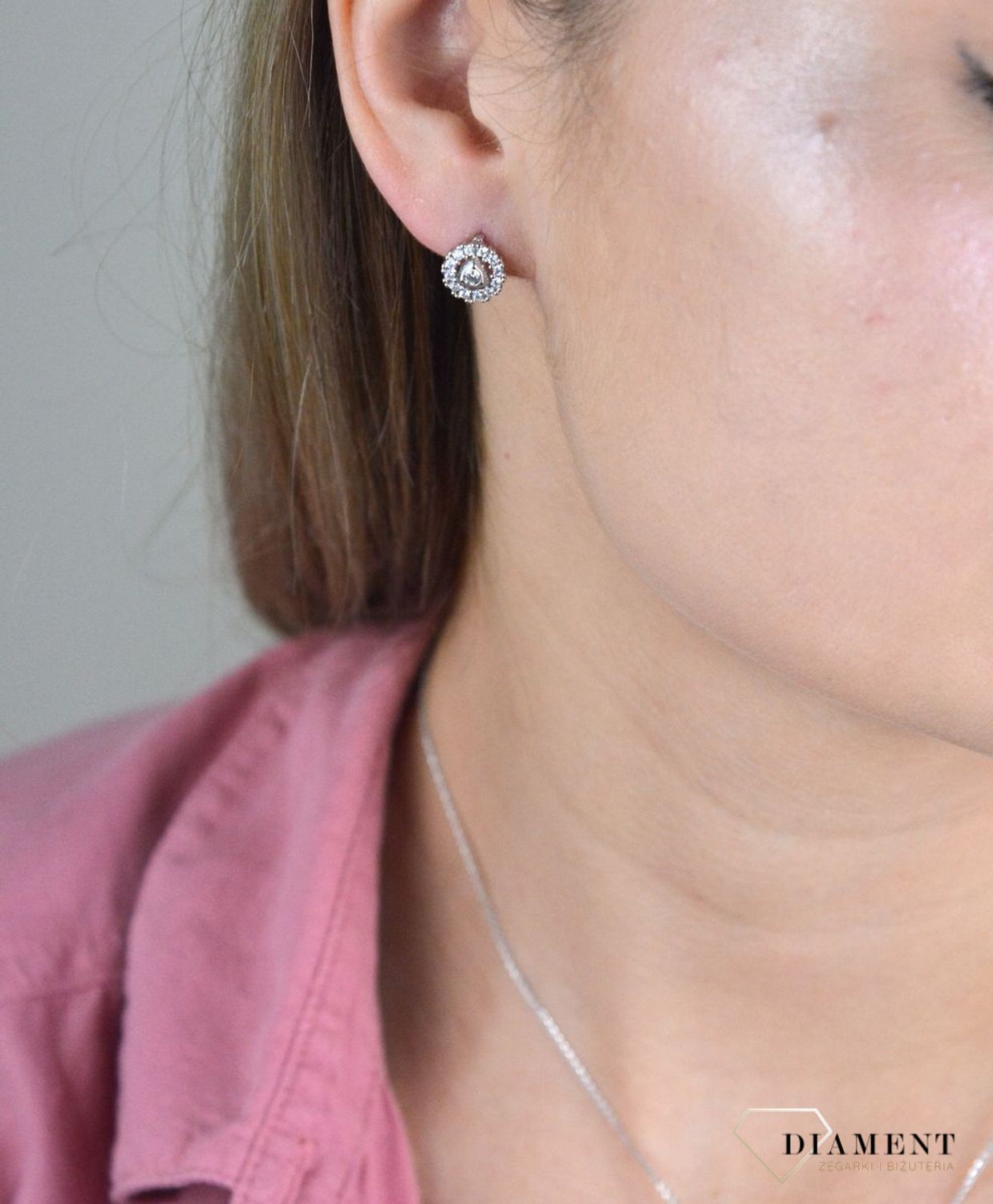 Kolczyki  srebrne kółka z cyrkonią SRK000000-048. Kolczyki na prezent. Ozdobne kółeczka . Proste kolczyki. Biżuteria na prezent.  Proste kolczyki,.jpg